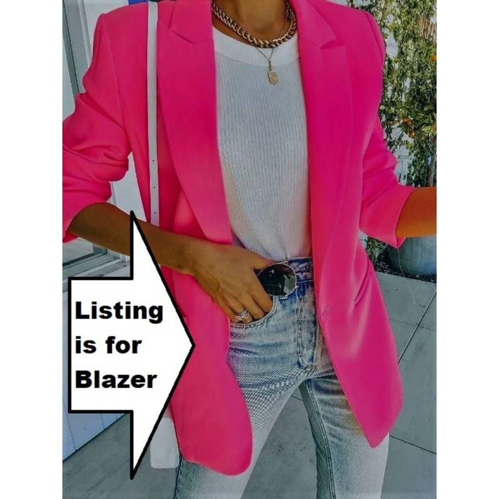 NEW Just Fab Size Large 8 /10 Boyfriend Boxy BLAZER Fuscia Pink Jacket